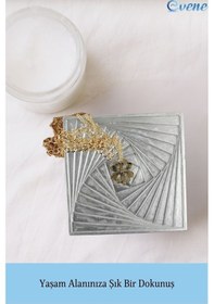 Resim Dekoratif Kase Takı Kutusu Yüzük Kolye Kutusu Mum Tabağı Takı Organizer Model 3 - Gümüş 