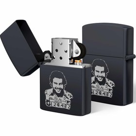 Resim Pablo Escobar Tasarımlı Benzinli Metal Çakmak Lazer Baskı 