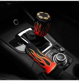 Resim 2 Takım Alev Kumaş Nefes Su Geçirmez Araba El Freni Kapak Kolu Seti Manuel Red Flame Red Flame 
