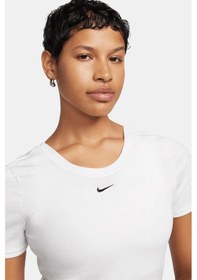 Resim Nike Sportswear Chill Knit Tight Fit T-shirt Kadın Mini Fitilli Sıkı Kesim Yuvarlak Sırtlı Tişört Kırık Beyaz Beyaz 