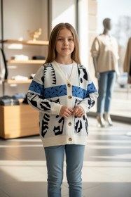 Resim Minimoda Kids Kız çocuk kedi baskılı hırka 