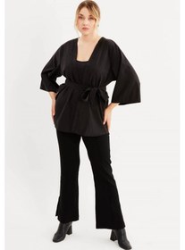 Resim Myline Kuşak Detaylı Kimono - Antrasit 
