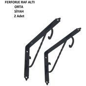 Resim Ferforje Raf Altı, Orta, Siyah, Vidalar Dahil, 2 Adet Siyah 