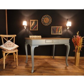 Resim Wooding-Mobilya Wooding 100 Cm Çekmeceli Masif Gri Naturel Çalışma Masası 