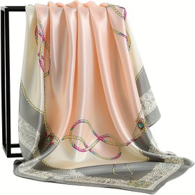 Resim 1 yeni 90*90 cm dış mekan ince kare mendil, lüks klimalı oda eşarpı, klasik nötr taklit eşarp, popüler baskılı başörtüsü, dört mevsim kare eşarp, şık güneşlik eşarpi 