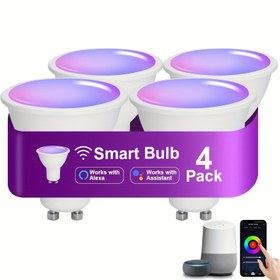Resim Akıllı GU10 Spot Ampul - 5W (40W eşdeğeri), 470 lümen, RGB tam renkli. SmartLife/Tuya uygulaması ile akıllı telefon üzerinden uzaktan kontrol özelliği. Alexa/Google Assistant ile sesle ve zamanlama için kullanılabilir. Hub gerektirmez (WiFi & Bluetooth bağlantısı). Müzik senkronizasyon modu bulunur. Ev ve ticari alanda kullanım için ideal dimlenebilir Renkli Lambalar 