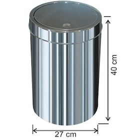 Resim Paslanmaz Çöp Kovası Dokunmatik Döner Kapaklı 23 Litre 