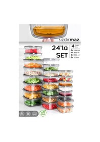 Resim 24'lü Kare Sızdırmaz Saklama Kabı Seti - Düzenleyici Erzak Kabı 6x 275-500-850-1350 Ml Antrasit Antrasit 