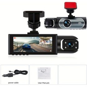 Resim Dashanshop 3.16 İnç Çift Lensli Araç Kamerası 1080p Ön 480p İç Görüş 8.03cm Dvr Gece Görüşü Hd Döngü Kayıt Hareket Algılama Geniş Açı 32gb Destek 
