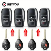 Resim KEYYOU Evrensel Flip Anahtar Kılıfı, 2/3/4 Düğme Uzaktan Kumanda Kabuğu for TOYOTA Reiz, Camry, Rav4, Yaris, Corolla, 4Runner, Avlon ile Uyumlu - Dayanıklı Plastik Anahtar Kapağı 