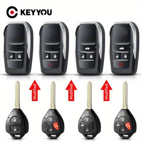 Resim KEYYOU Evrensel Flip Anahtar Kılıfı, 2/3/4 Düğme Uzaktan Kumanda Kabuğu for TOYOTA Reiz, Camry, Rav4, Yaris, Corolla, 4Runner, Avlon ile Uyumlu - Dayanıklı Plastik Anahtar Kapağı 
