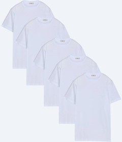 Resim Kip Beyaz 5li Düz %100 Pamuk T-shirt Çok Renkli 