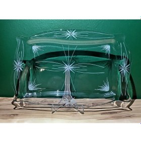 Resim Decocia Dikdörtgen Cam Kahve ve Sunum Tepsisi Mira Desenli 