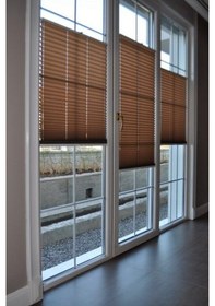Resim K.rengi 09-05 Plise Perde - Katlanır Cam Balkon Perdesi Kahverengi 