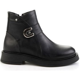 Resim Siyah Hakiki Deri Kadın Bot & Bootie K02717030403 Siyah 
