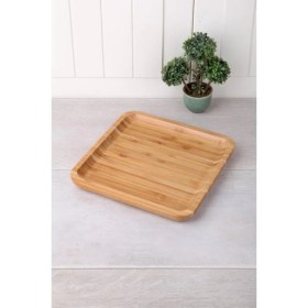 Resim Bambu Lüx Kare Servis 20 * 20CM, Bambu Sunumluk & Çerezlik Kare Sunum Tabağı 