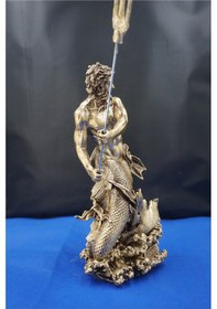 Resim Poseidon Heykel Biblo Tasarım - 30 Cm Mitolojik Obje Hediyelik Eşya Ev Dekor Altın 