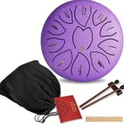 Resim Dış Mekan Bahçe Yağmurlu Davul, 6 İnç (Yaklaşık 15.2cm) 11 Not Çelik Tong Ruching Davul, Meditasyon Yağmurlu Çan, Yetişkin Enstrümanı ile Çanta, Müzik Kitabı, Davul Çubuğu 