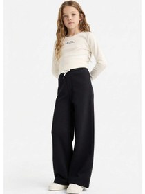 Resim Defacto Kız Çocuk Wide Leg Beli Lastikli Geniş Paça Eşofman Altı D0743A824AU Siyah 