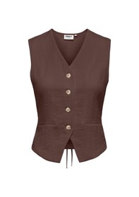 Resim Only Onlıta S/l Lınen Look Waıstcoat Tlr Kadın Kahverengi Yelek - 15370277 