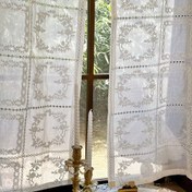 Resim 2 Adet WPKIRA Fransız Retro Dantel Nakışlı Perdeler - Çiçek Desenli %100 Polyester Yarı Şeffaf Pencere Perdeleri Oturma Odası, Mutfak, Balkon, Kafe için - Sadece Elde Yıkama Vintage Ev Dekoru, Mahremiyet Perdeleri | Fransız Retro Dekor | Çubuk Cebi Perdeler 