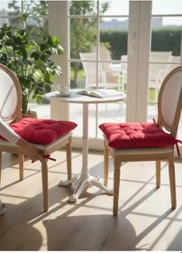 Resim Kırmızı Dekoratif Pofidik Sandalye Minderi 4 Lü Set 40x40 Cm Kırmızı 