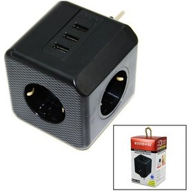 Resim Termal Akım Korumalı 3x Priz 3x Usb Duvar Tipi Priz Siyah 10a - 2 M 