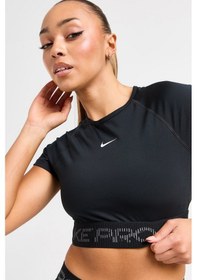Resim Nike Pro Dri Fit Short Sleeve Cropped Graphic Tight Fit Top Kadın Sıkı Kesim Kısa Tişört Siyah Siyah 