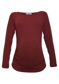 Resim Luvmabelly 2301-2309 Pamuklu Uzun Kollu Hamile T-shirt-bordo 