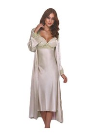 Resim Ceyyiz Pierre Cardin Uzun Saten Sabahlık Gecelik Set 4370 