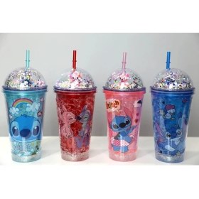 Resim Bfs Sevimli Stitch Işıklı Pipetli Pullu Suluk & Bardak 400 ml ALK3146 