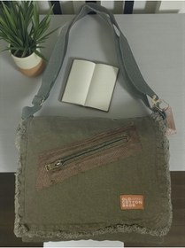 Resim Old Cotton Cargo Vintage Salaş Orta Boy Unisex Günlük Çapraz Postacı Tablet Çantası M 32 Cm X 27 Cm Haki 