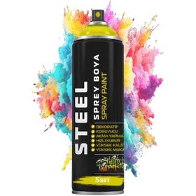 Resim Sprey Boya 200 Ml 1 Adet Hızlı Kuruyan Renkli Profesyonel Ahşap Plastik Demir Metal Cam Porselen Duvar Sprey Boya Sarı 