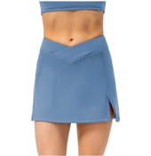 Resim Gajeena Kadınlar İçin Cep Detaylı Tenis Eteği Ve 2 Si 1 Arada Kısa İçlik Spor Kıyafeti Mavi 