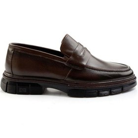 Resim Kahve Hakiki Deri Erkek Loafer Ayakkabı E01795025641 Kahve 