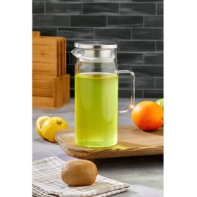 Resim 1100 ml Borosilikat Cam Sürahi - Paslanmaz Çelik Kapaklı, Isıya Dayanıklı, Şık ve Sağlıklı Tasarım 