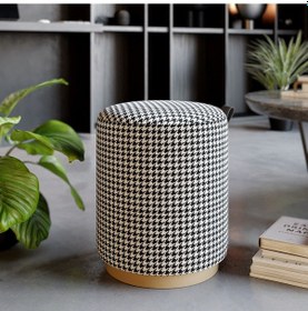 Resim Macaria Puf, Oturma Odası, Antre Puf, Beyaz-siyah, Gold Metal Ayak Çok Renkli 