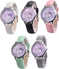 Resim KONTONTY Niños Için Reloj Çelik Kayışlı Unicorn Saat Moda Karikatür Izle Kemer Kuvars Saatler Çocuk Hediyeler 