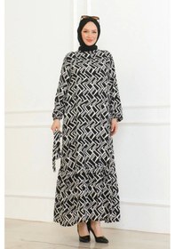 Resim Çizgi Desenli Elbise - Siyah/beyaz Siyah-beyaz Siyah - Beyaz 