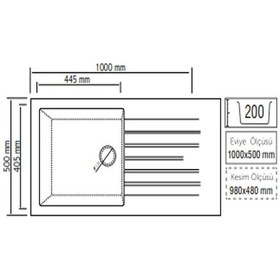 Resim Real Stone Real Stone P015 Laodikya 100 XL Beyaz Granit Eviye Tezgah Üstü 100 