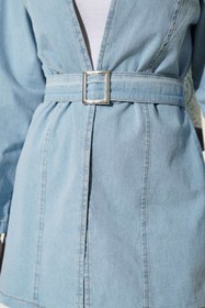 Resim VOLT CLOTHİNG Kemer Tokalı Kuşaklı Kot Kimono 
