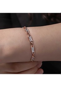 Resim 925 Ayar Gümüş Rose Baget Taşlı Kadın Bileklik 