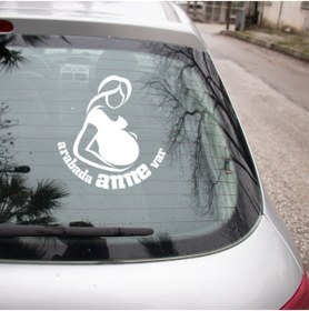 Resim New Jargon Arabada Anne Var Kız-erkek Modifiye Araba Sticker 35cm - Beyaz 