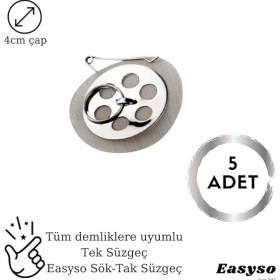 Resim Çay Süzgeci 5'li Paket Her Demliğe Uyumlu Desire Plus Paslanmaz Çelik Çaydanlık Süzgeci 
