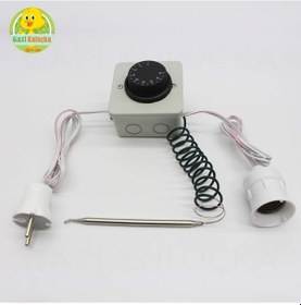 Resim Termostat Kontrollü Sarkan 1 Duyu Seti Hayvan Civciv Kafes Isıtma 