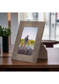 Resim Gerçek Deri Masaüstü Fotoğraf Çerçevesi, 22x17cm 15x10 Foto Antik Kahve 