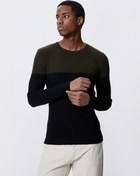 Resim Basic Triko Kazak Bisiklet Yaka Renk Bloklu Dar Kesim 