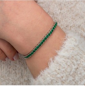 Resim Gümüş Yeşil Zirkon Taşlı Su Yolu Kadın Bileklik Gümüş - Rose Gold 