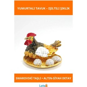 Resim Swarovski Taşlı Şık Yumurtalı Dekoratif Tavuk Figürü 1 Adet 