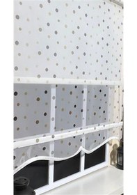 Resim Storburada Çift Mekanizmalı Puantiyeli Tül Ve Ekru Stor Perde St 043 Ekru 